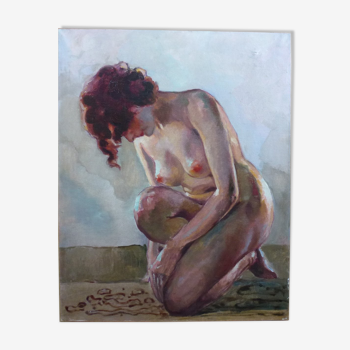 Nude portrait of woman french school of the twentieth century oil / canvas