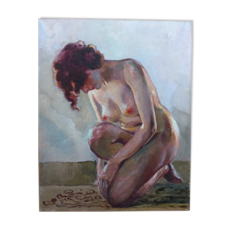 Nude portrait of woman french school of the twentieth century oil / canvas