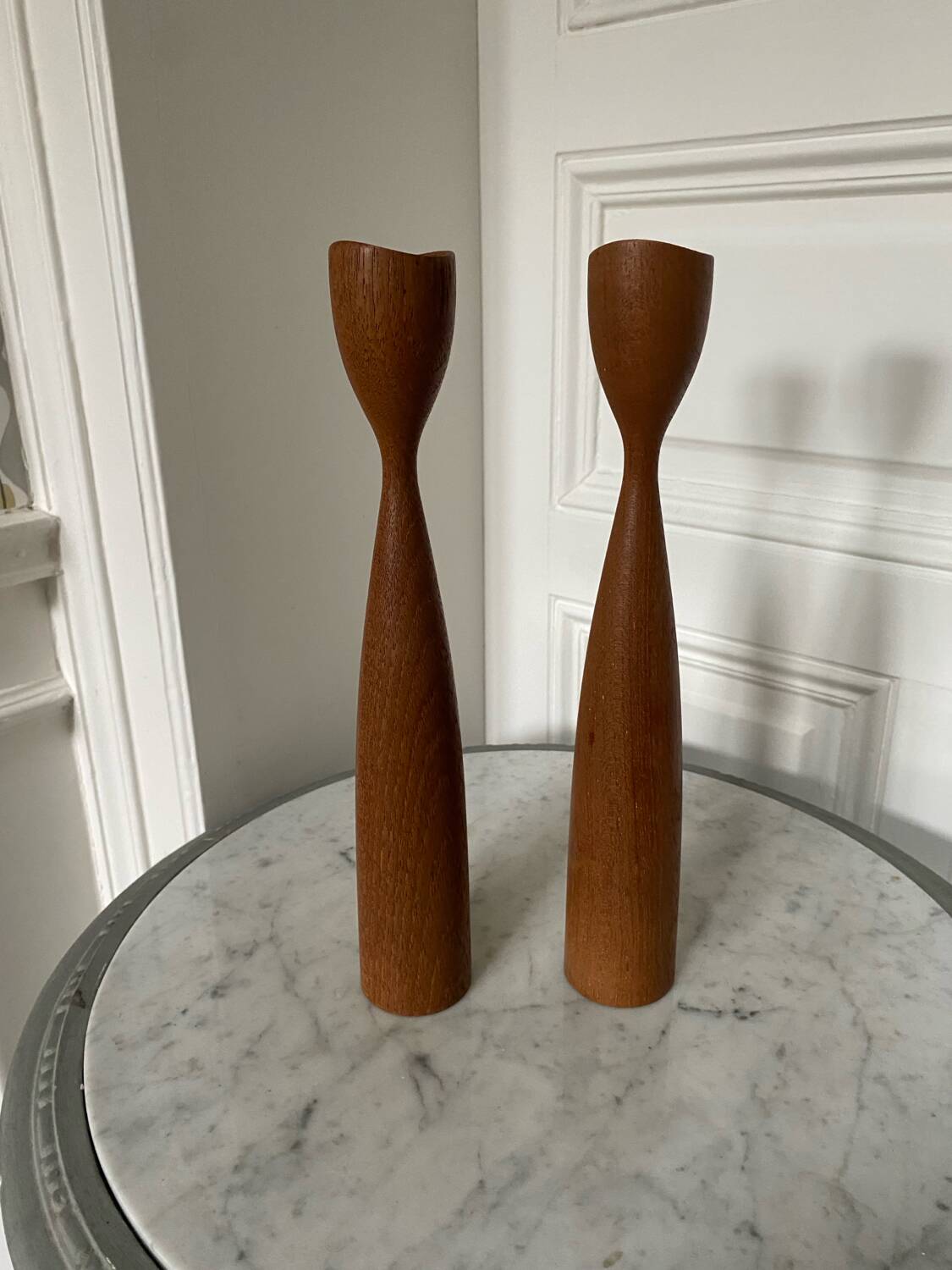 Pair of vintage tulip candlesticks