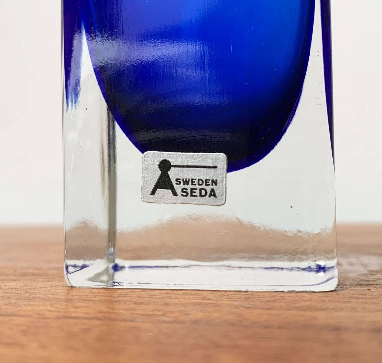 Swedish glass block vase from the mid-century by Aseda Sweden, 1960s.