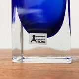 Swedish glass block vase from the mid-century by Aseda Sweden, 1960s.