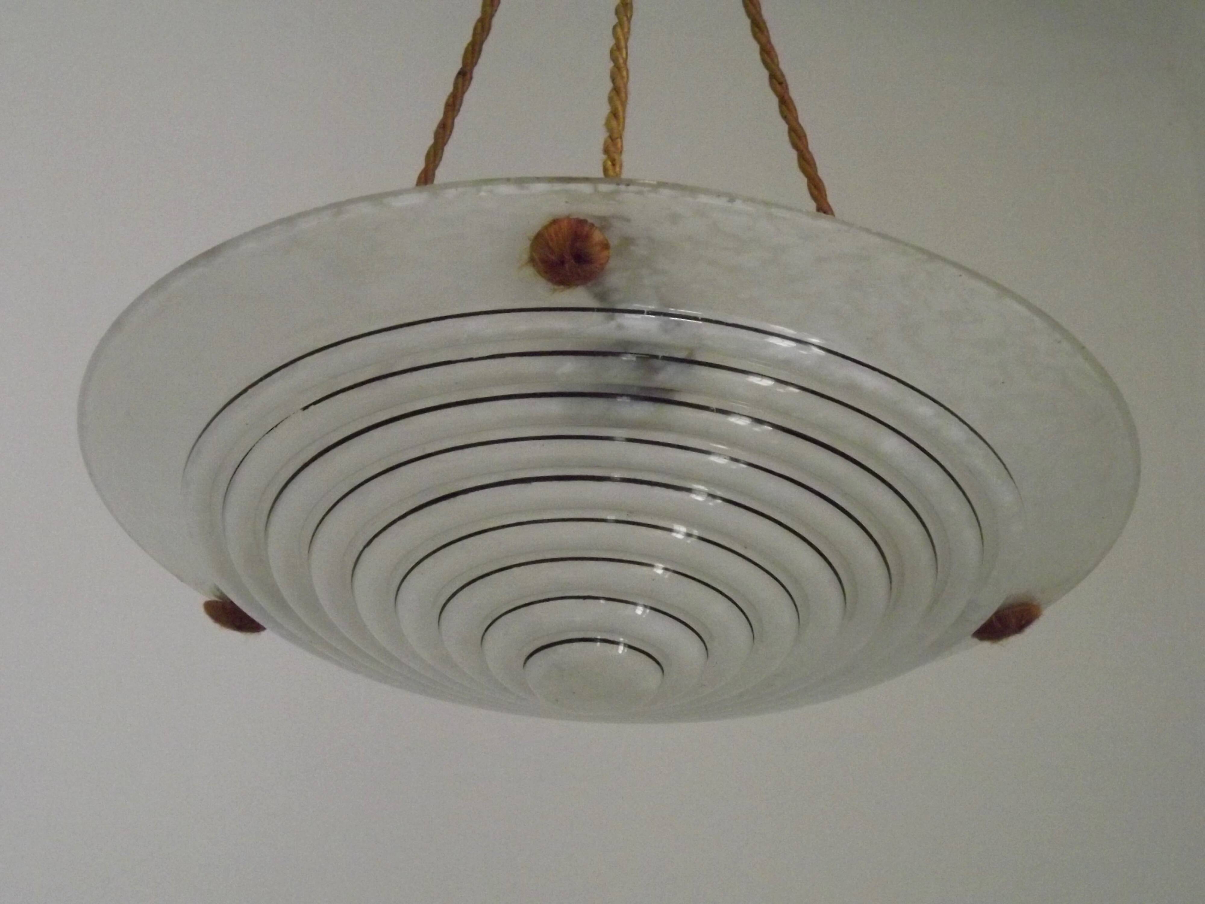 French Vintage Art Deco Style Hanging Ceiling Light – Clichy Glass Shade