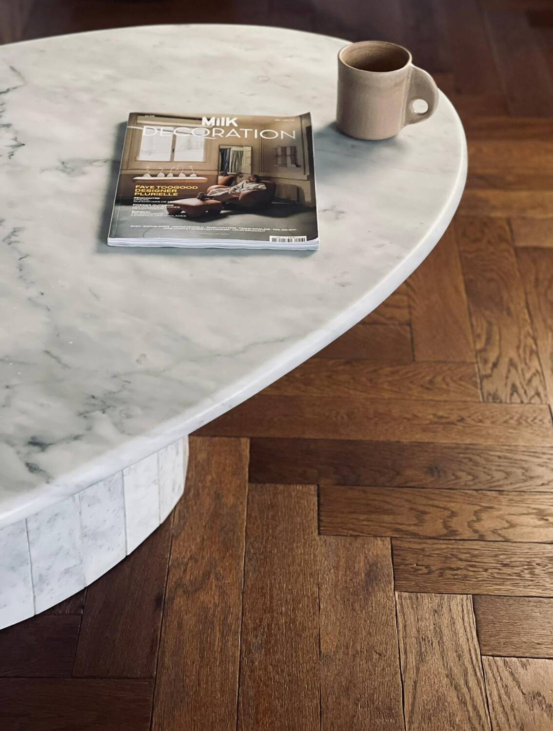 Roche Bobois vintage Carrara marble coffee table from the 70s