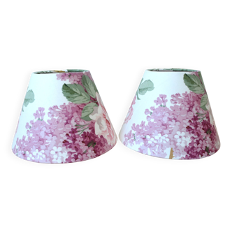 Pair of Lilac fabric lampshades