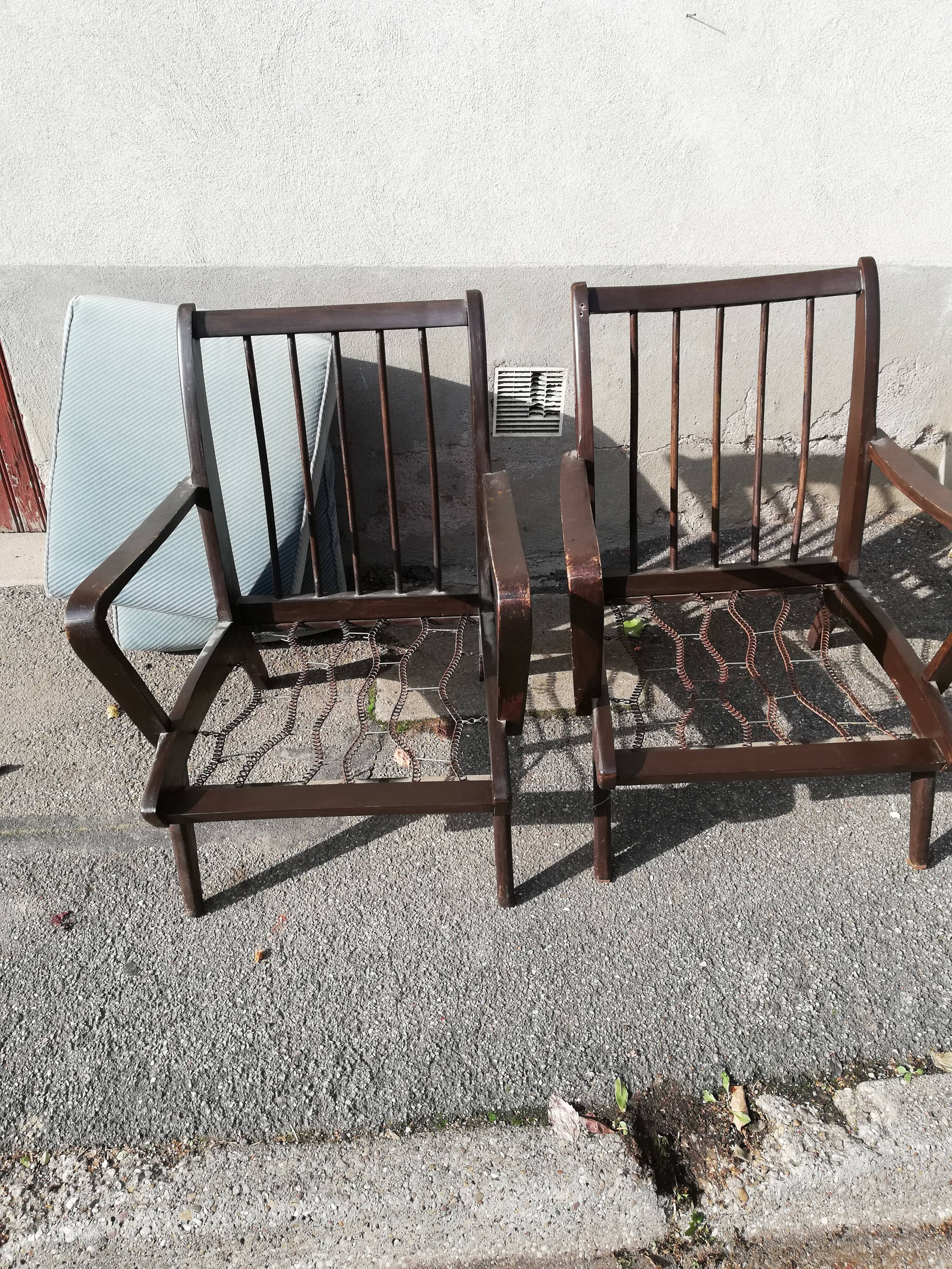 Pair of armchairs year 50 blue fabric