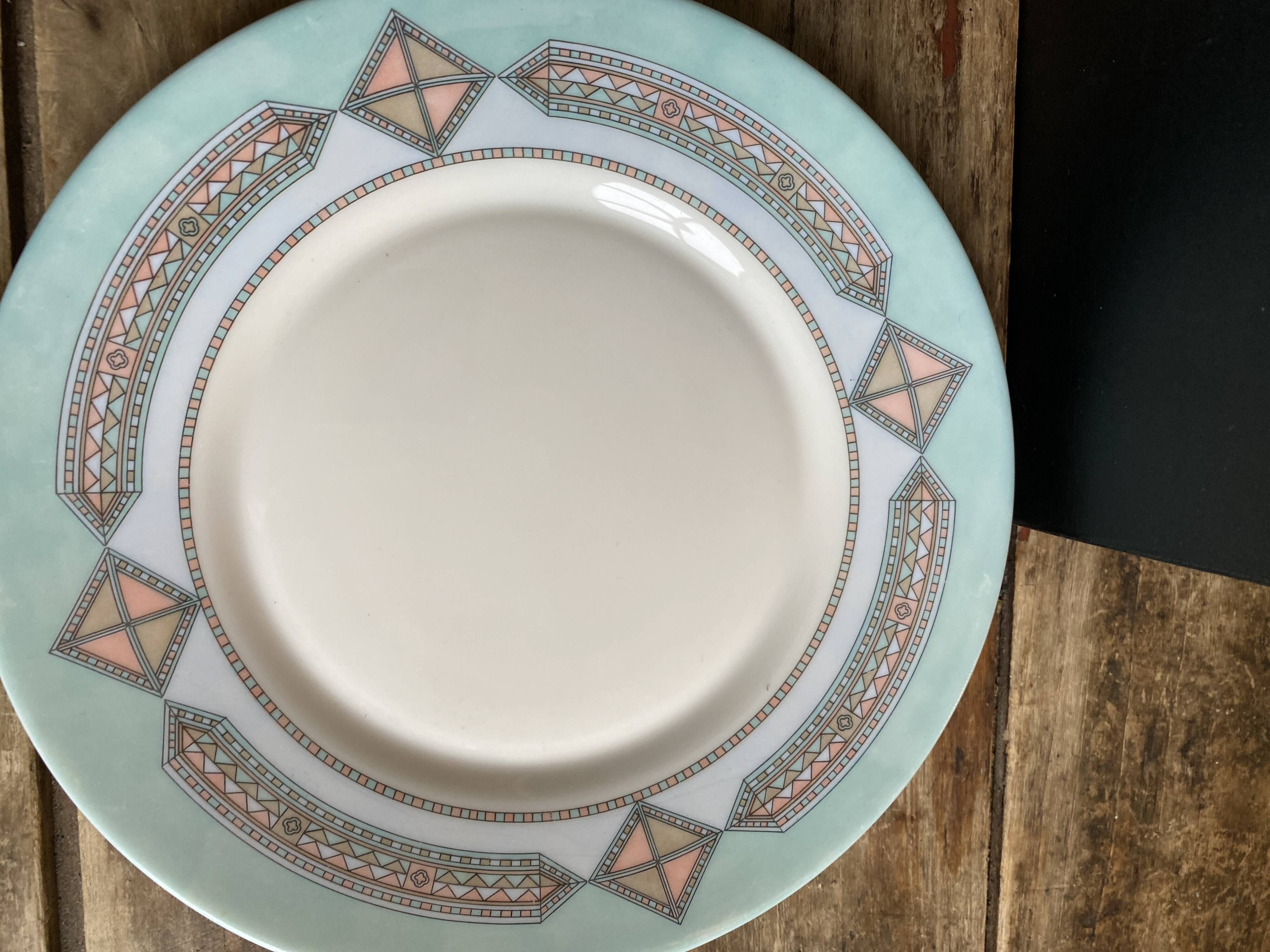 Set of 6 dessert plates Arcopal France – Aztec Vintage 90s model