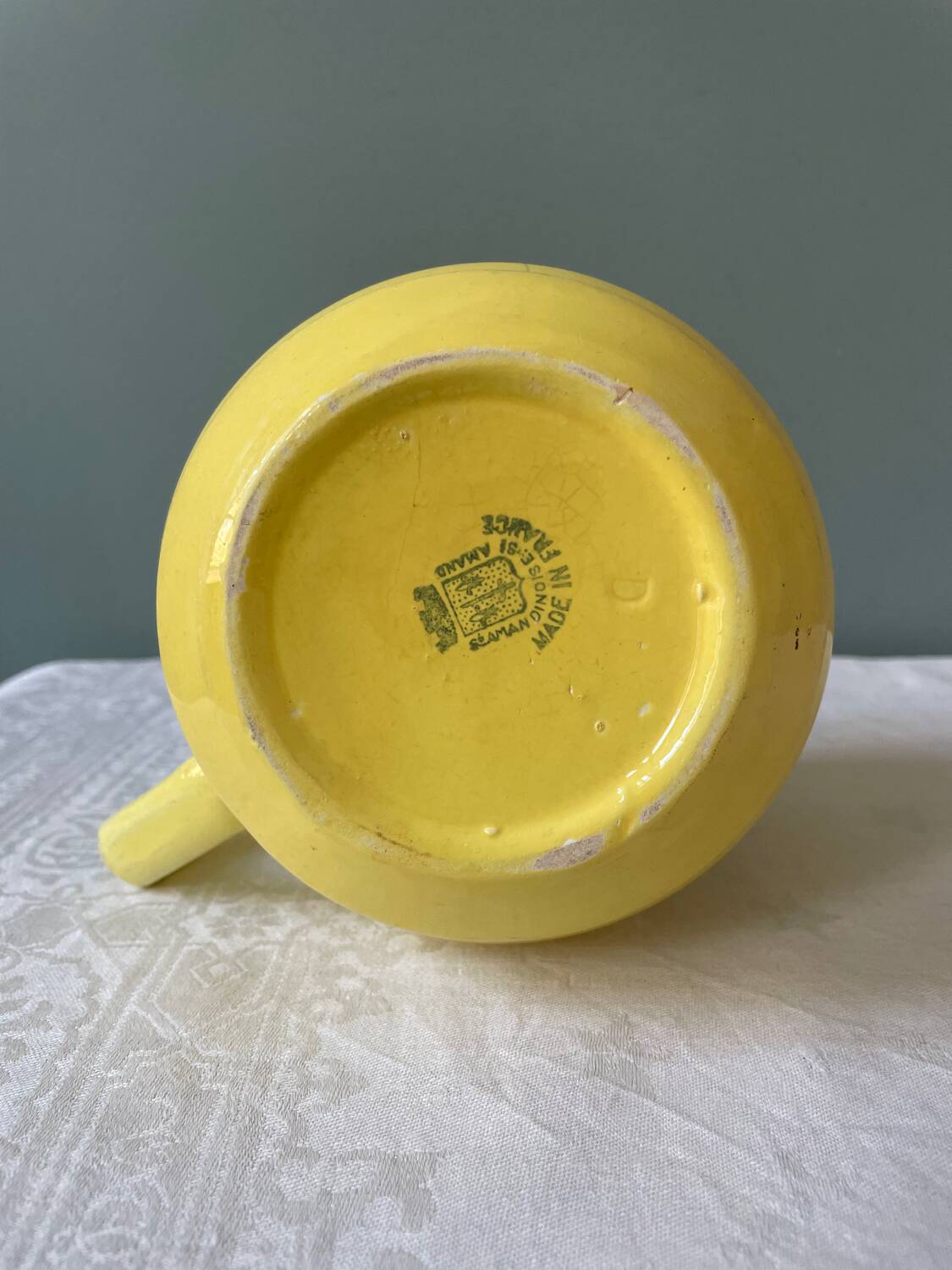 Old yellow pitcher Ste Amandinoise St Amand