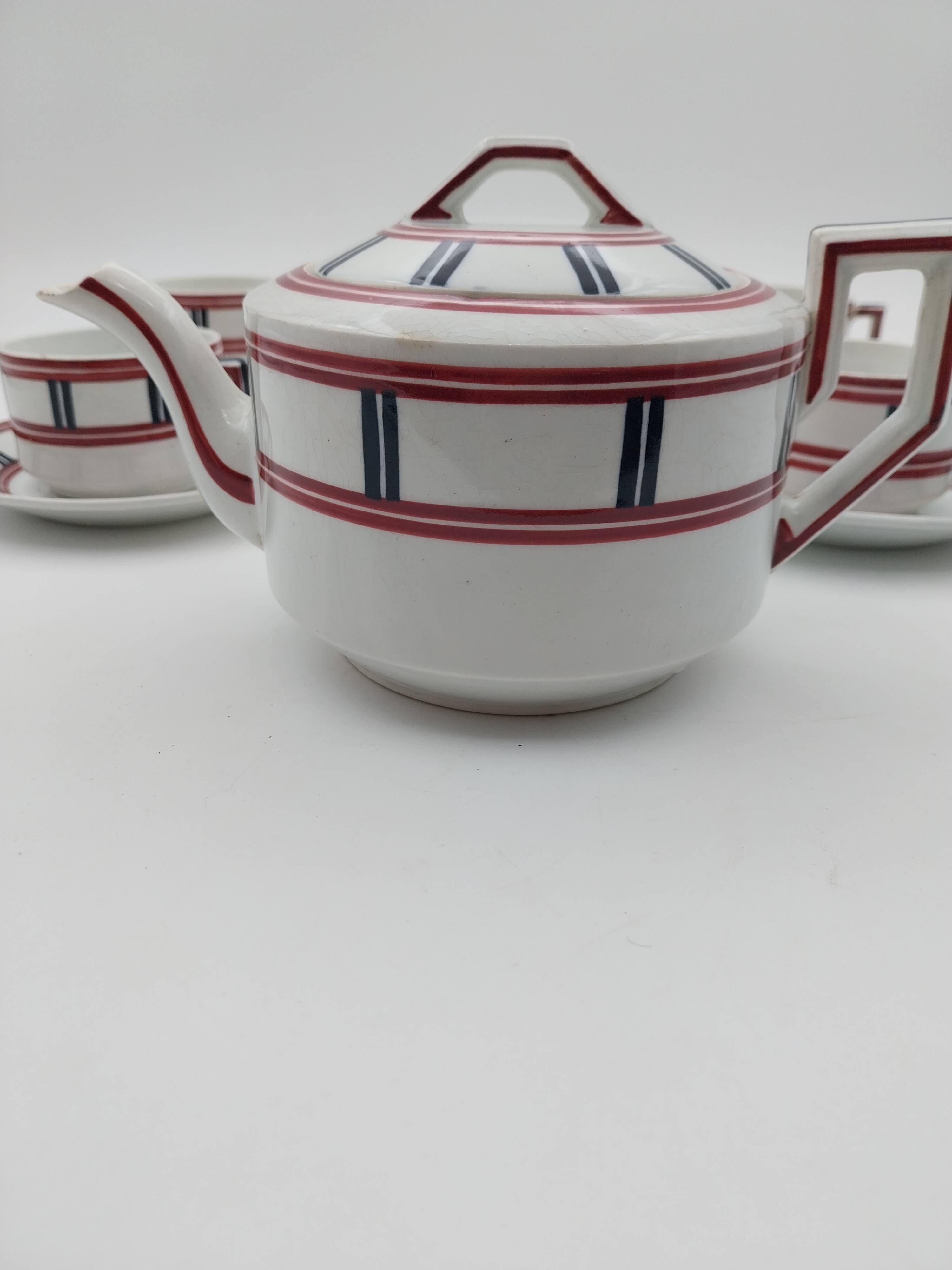 Service Basque théière 5 tasses et 5 soucoupes