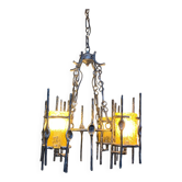 Impressive Brutalist chandelier in the style of Marcello Fantoni vintage.
