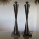Pair of wooden diabolo lamps workshop lumen 80s