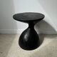 Solid wood (monoxyl) side table, organic shape, black color