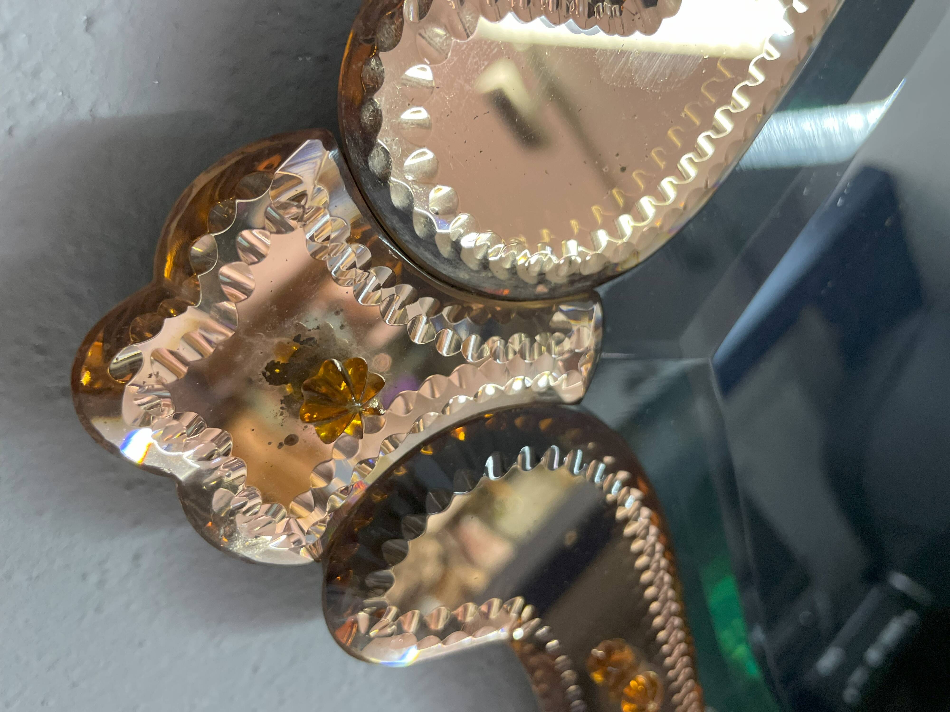 Venetian Quadratic Mirror with Rosé Rauchglass Frame