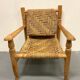 Wood and rope armchair and footrest