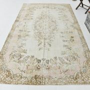 291x172 Vintage Turkish Rug, Pastel Pink Green Brown Rug, Turkish Carpet