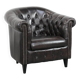 Luxury dark cowhide Chesterfield club armchair in English style