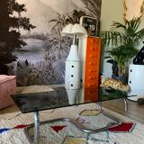 Coffee table chrome and smoked glass