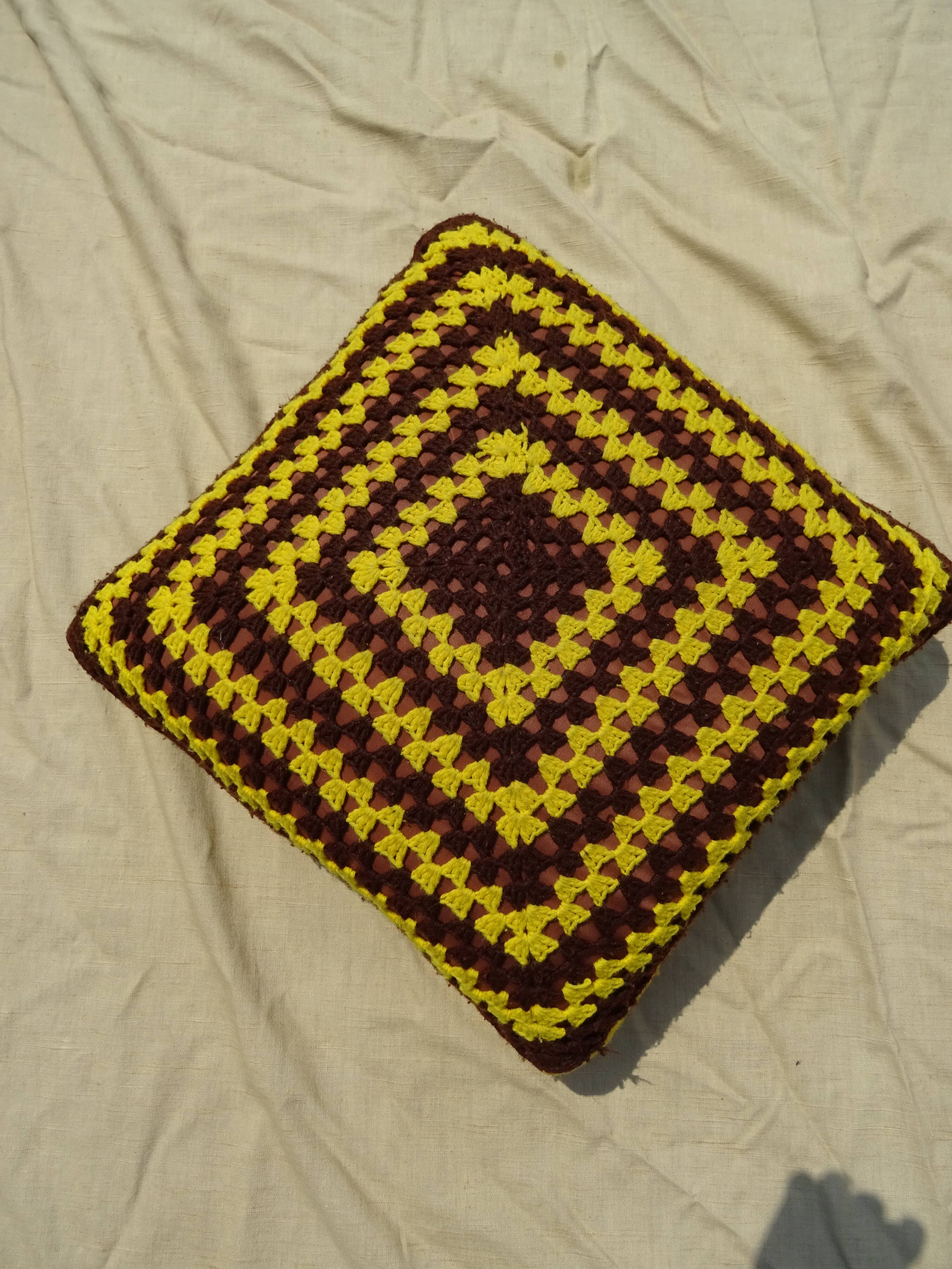 Vintage wool cushion crochet year 60