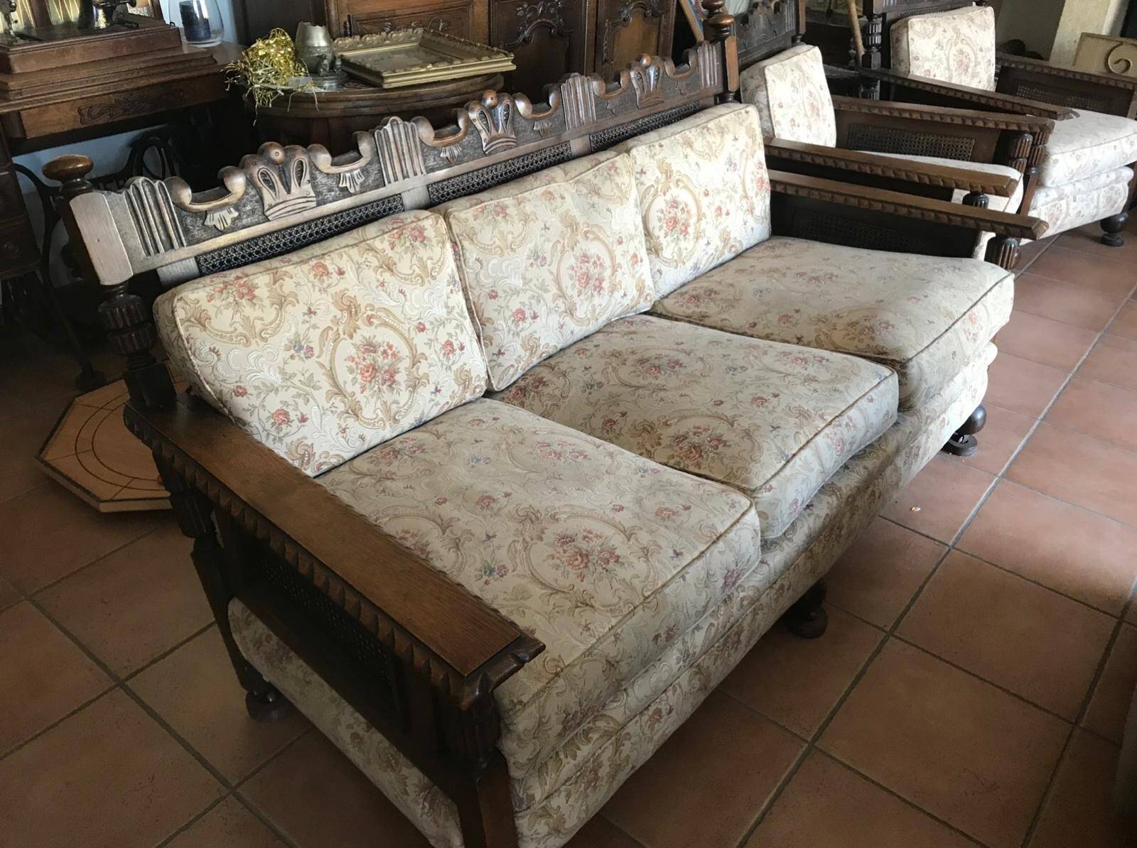 Salon style Jacobin 1910 - 3-seater sofa and 2 armchairs