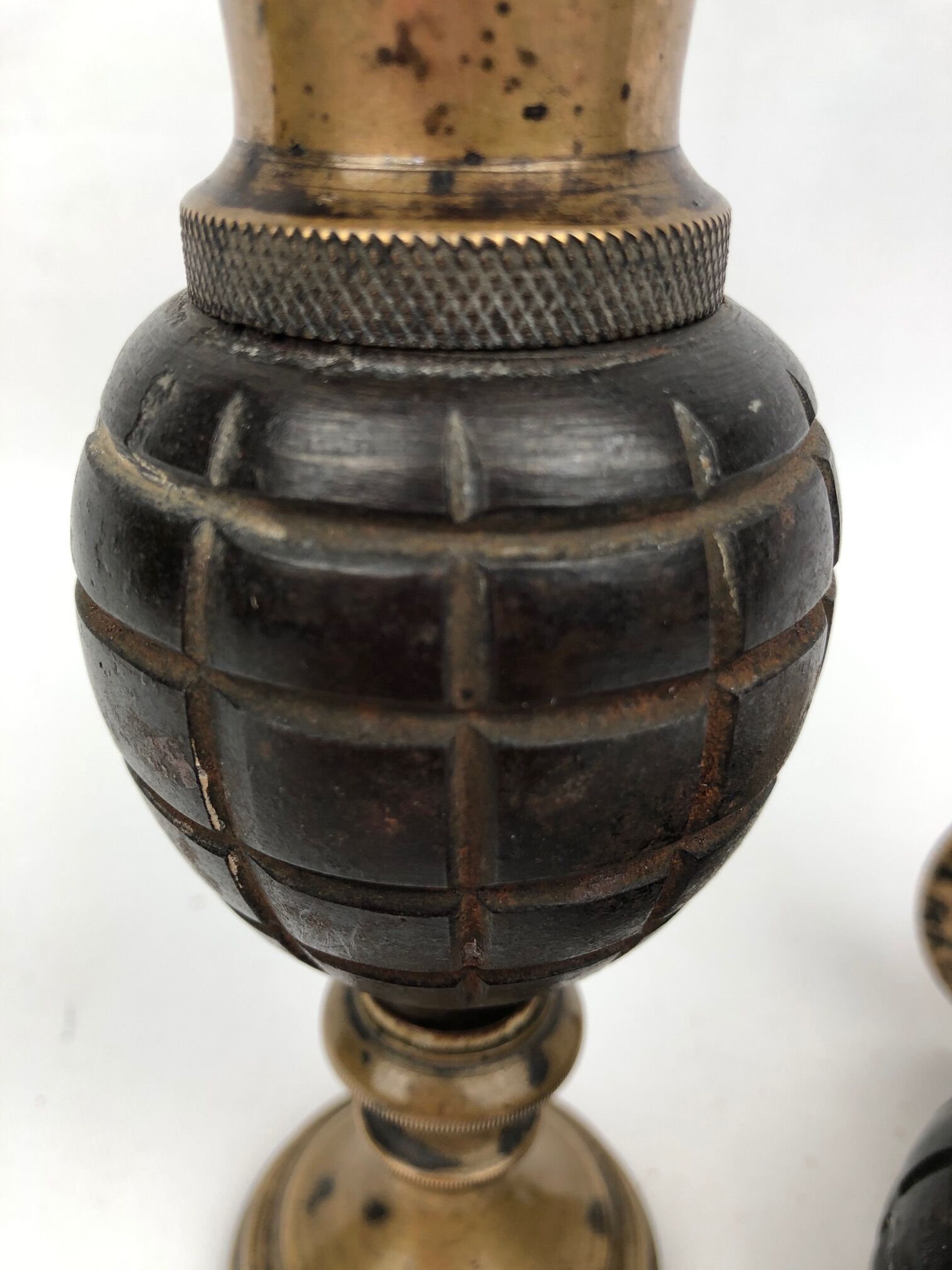 Pair of "Grenade" candlesticks, bronze, 20th