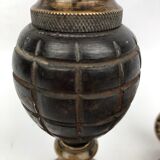 Pair of "Grenade" candlesticks, bronze, 20th