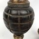 Pair of "Grenade" candlesticks, bronze, 20th