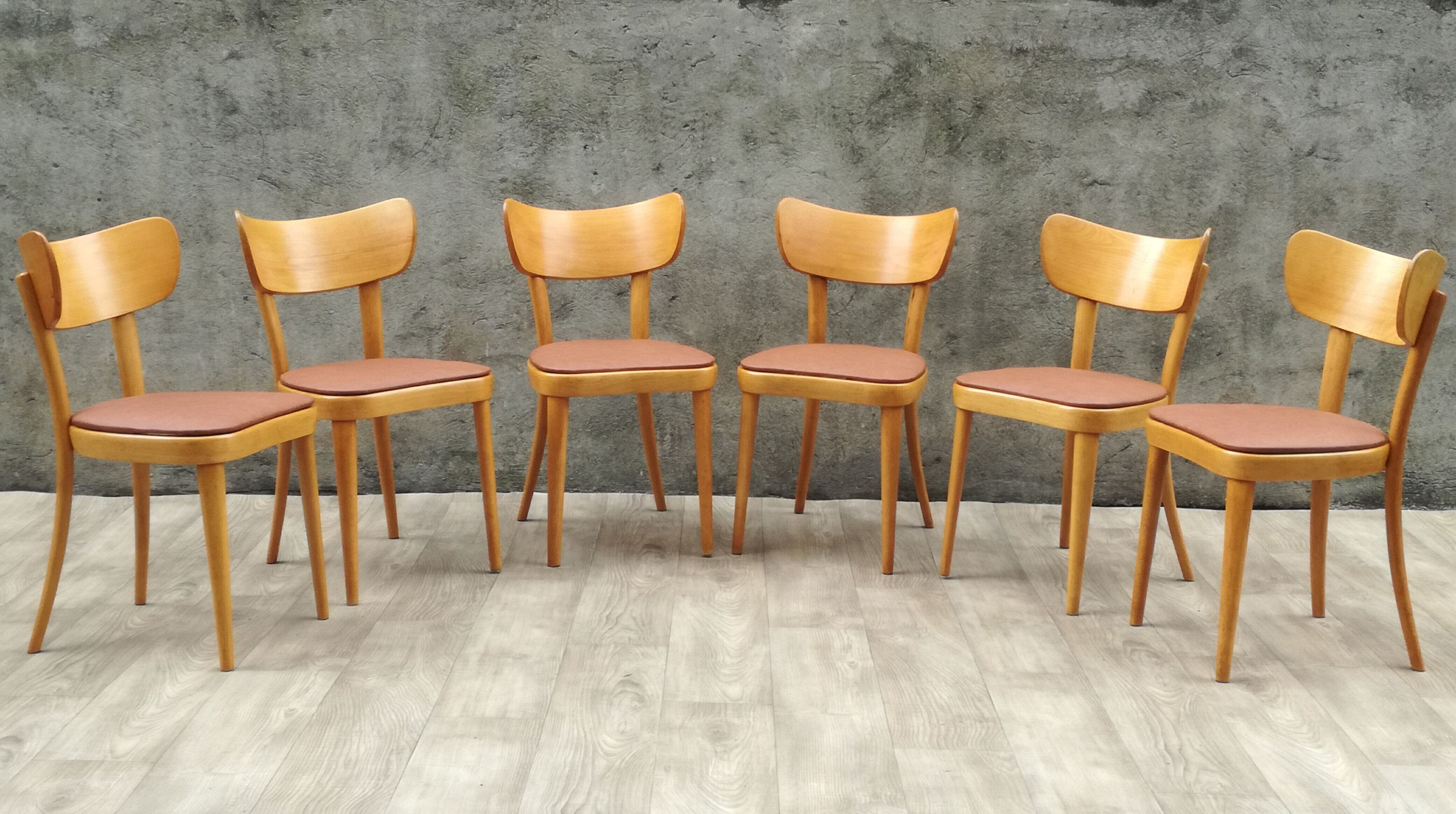 6 thonet chairs in blond wood