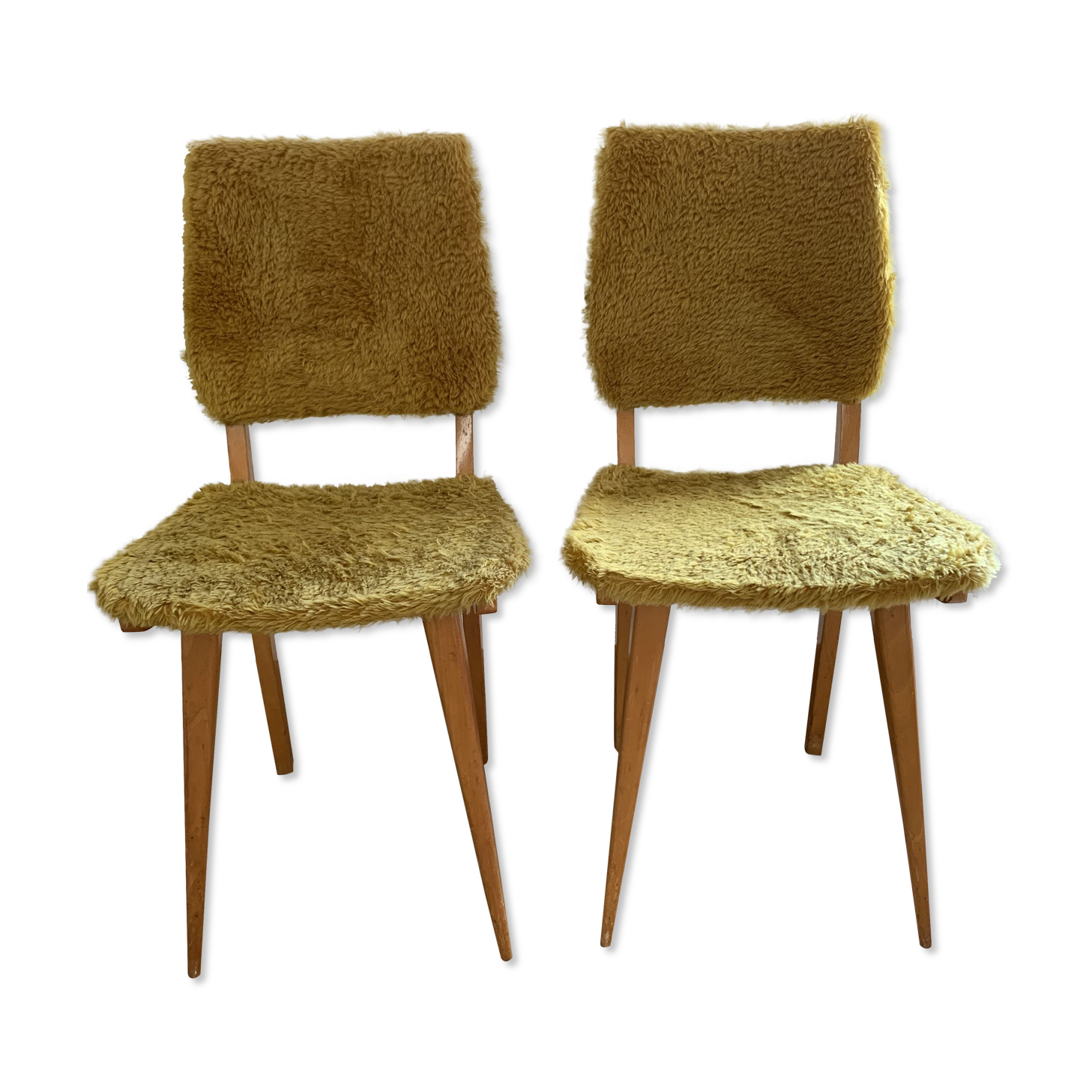 2 yellow moumoute chairs