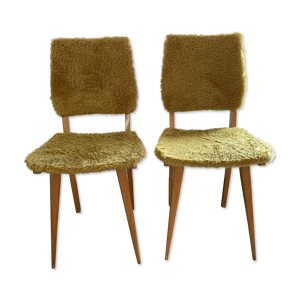 2 chaises moumoute jaune