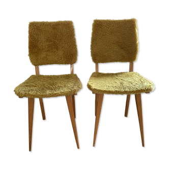 2 yellow moumoute chairs