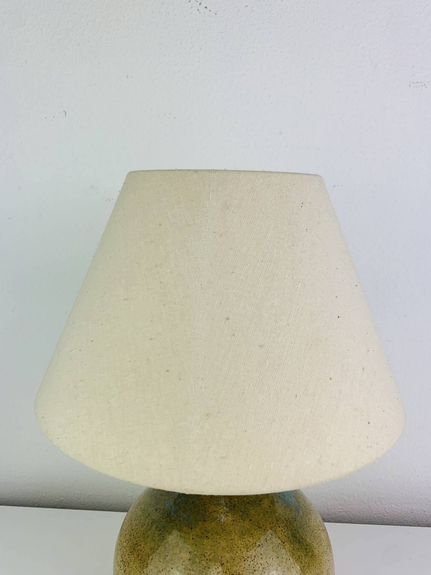 Vintage stoneware globe lamp