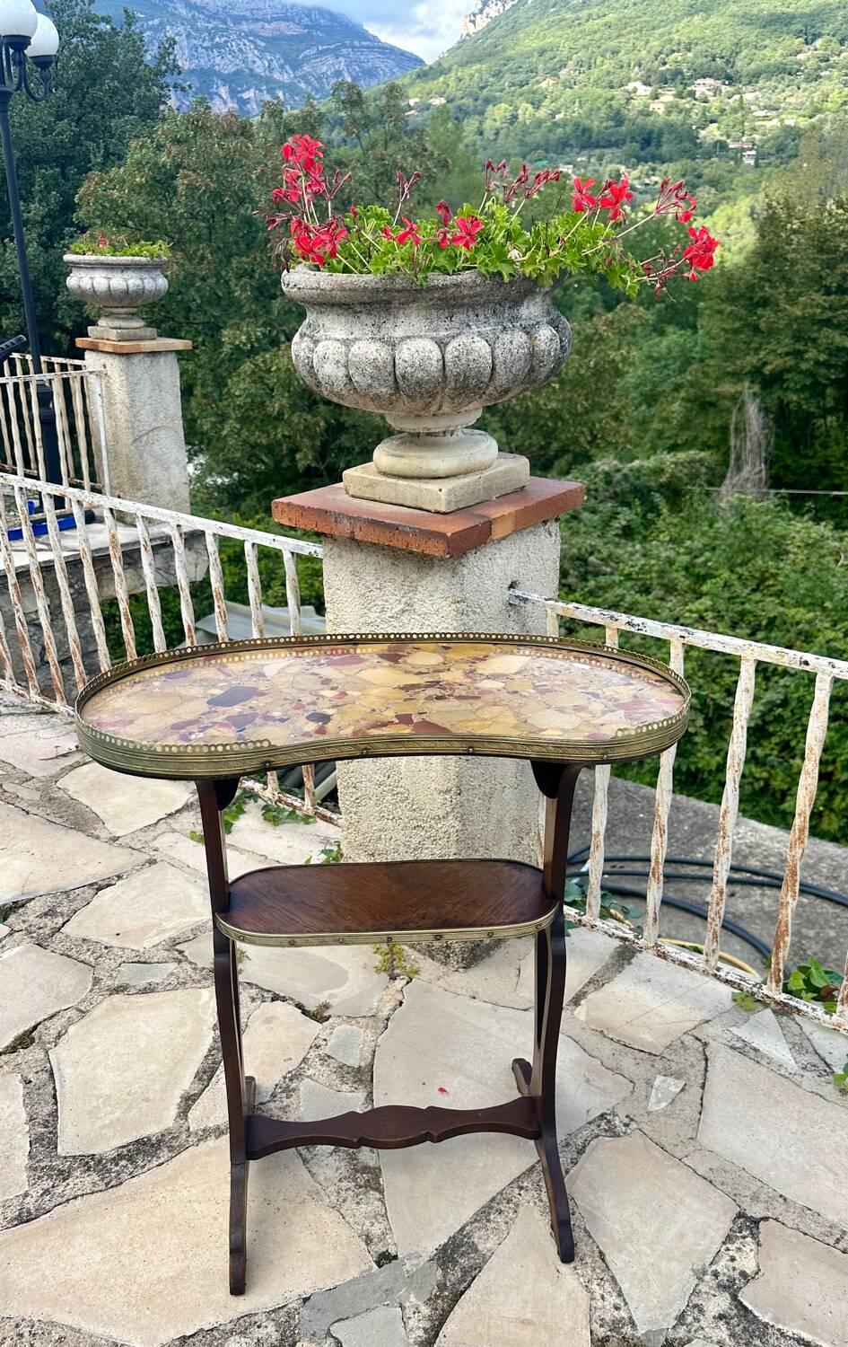 Small Louis XVI style kidney-shaped mahogany pedestal table