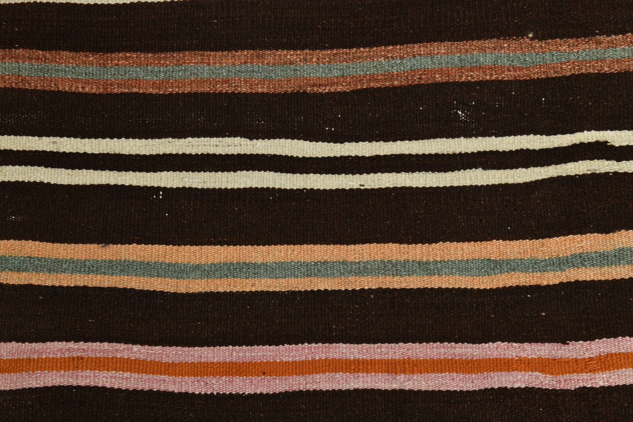 Tapis Kilim à rayures marron et beige