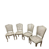 Set of 4 white caned chairs in Louis XV style.