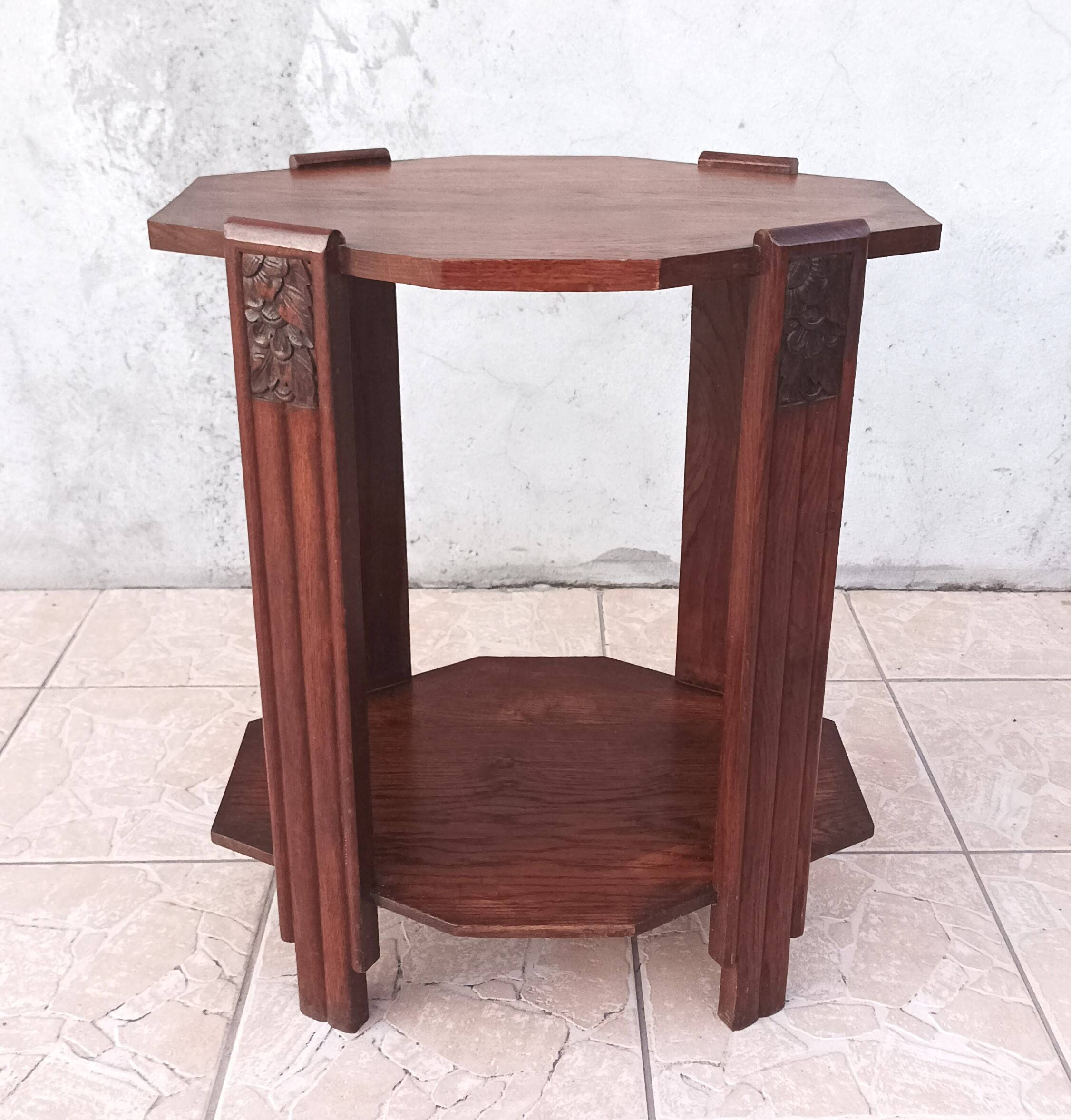 Art Deco side table in solid oak