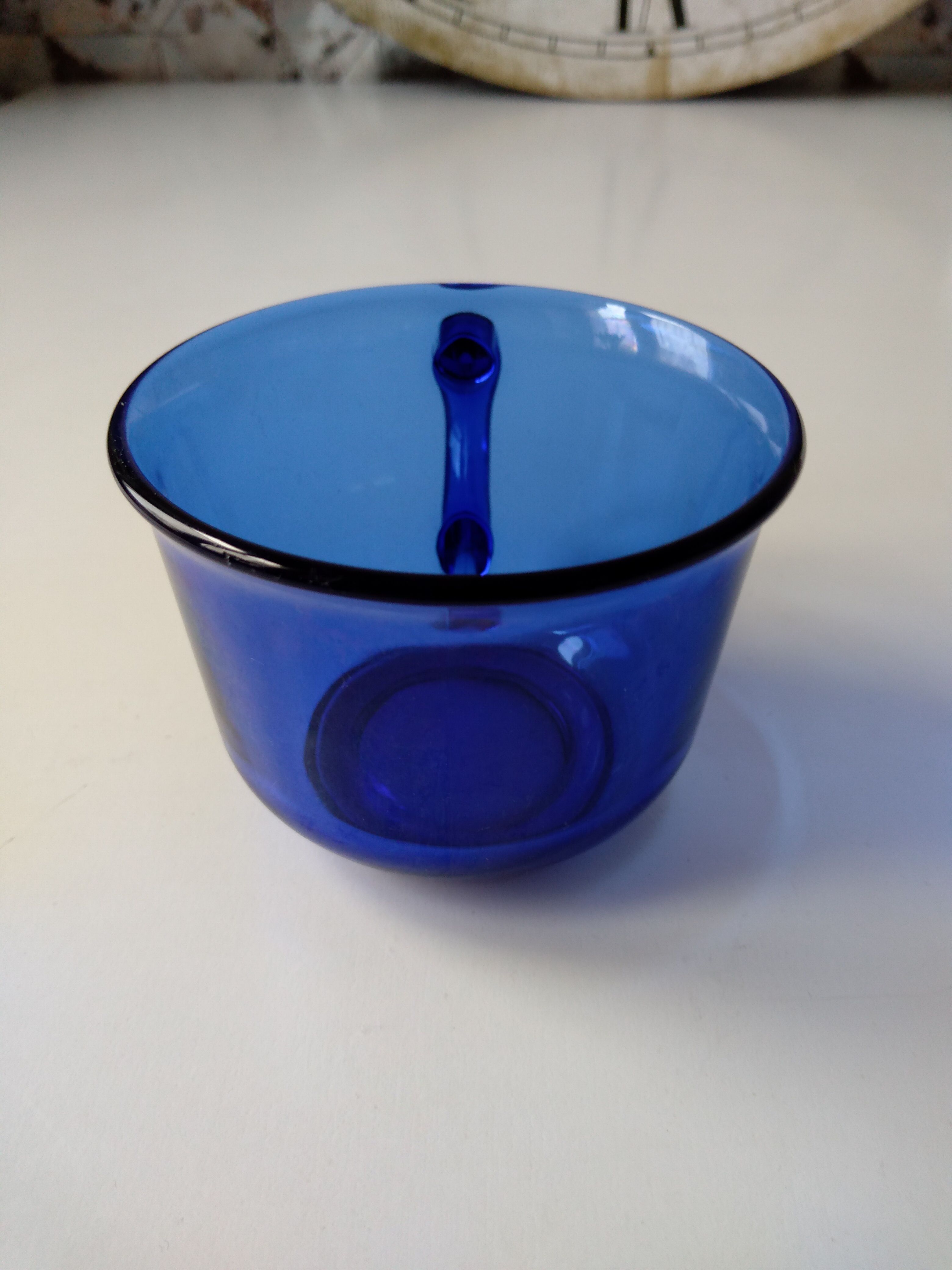 Set of 6 vintage arcoroc transparent Indigo blue glass cups