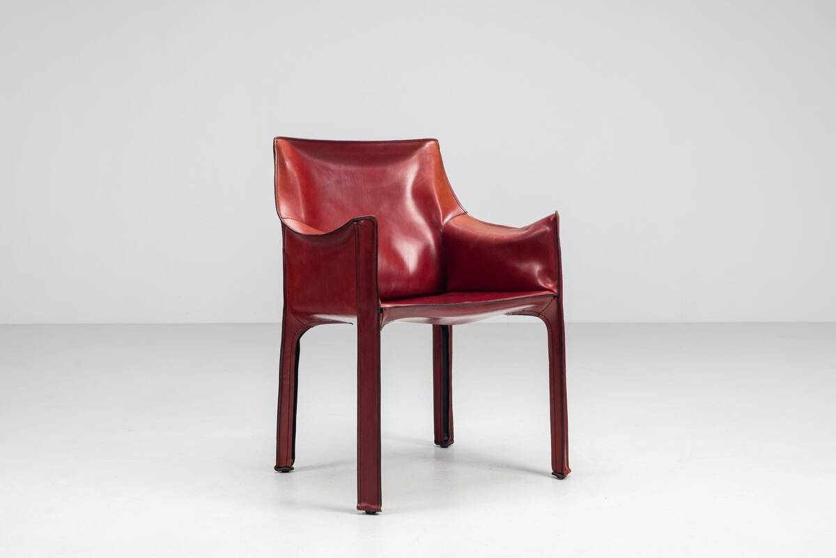 Mario Bellini model Cab 413 dining armchair in leather Cassina Italy 1977