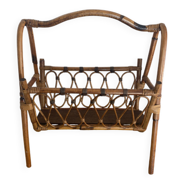 Bamboo and rattan magazine rack, 1960s