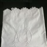 Old monogrammed scalloped pillowcase