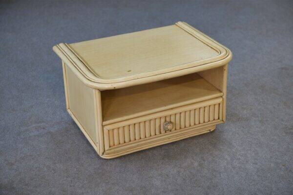 Small white bedside table Maugrion "Le rattin prestige" 1970s