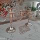 Set of 2 5-branched candlesticks in silver metal Versilbert 1950s
