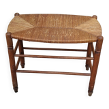 Vintage straw seat bench stool