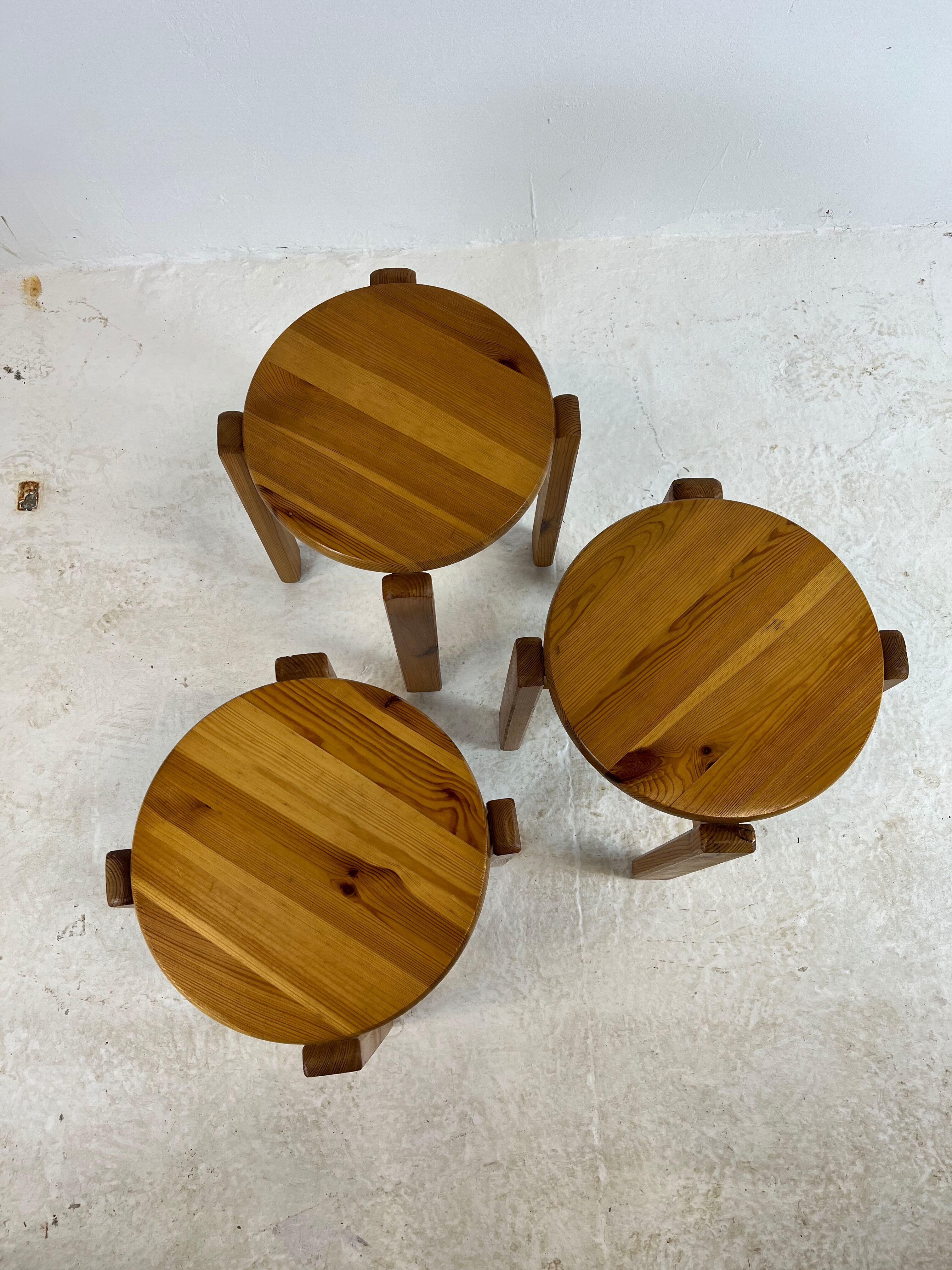 Mid-century stool trio, 1970
