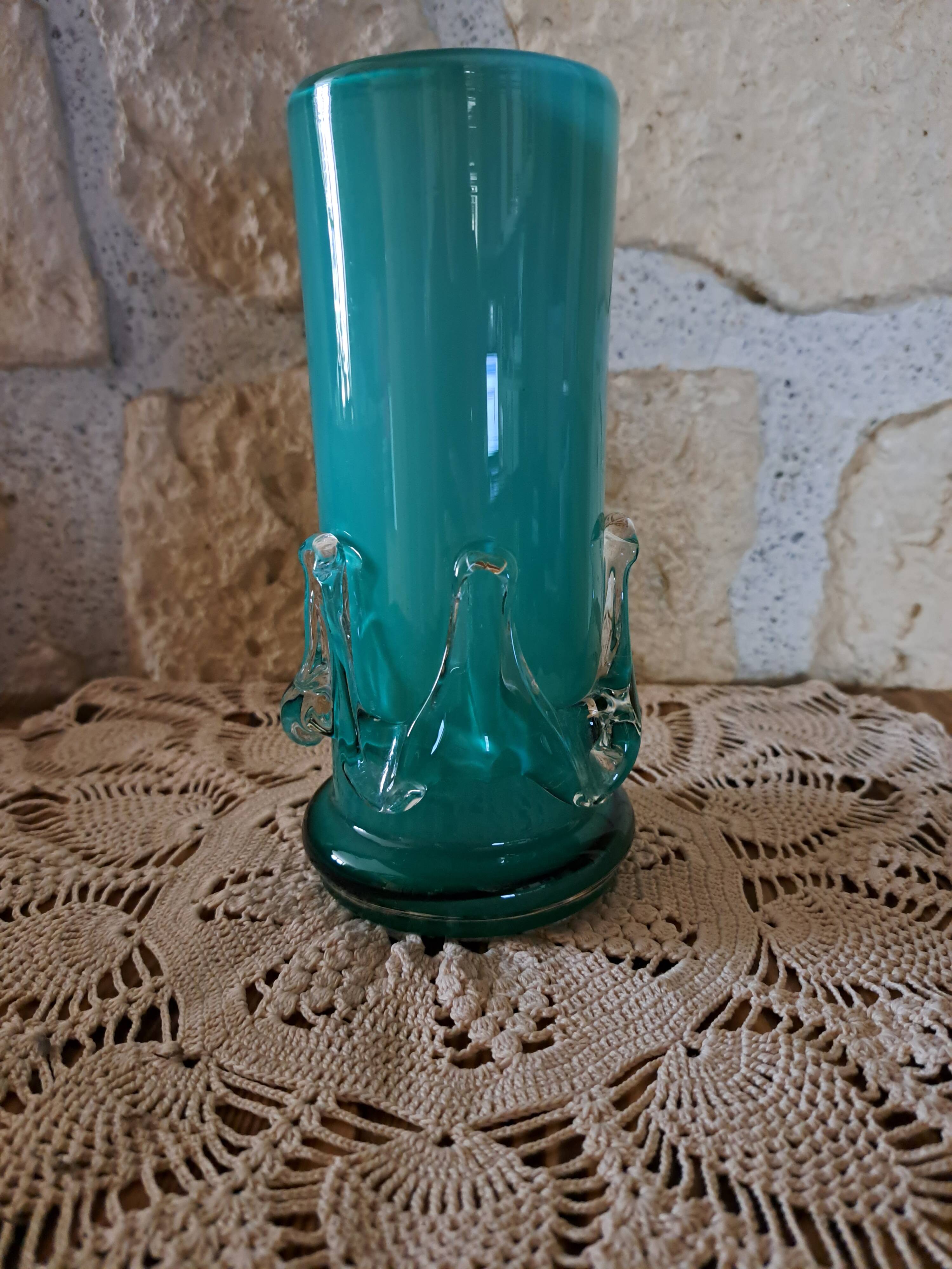 Vase en verre soufflé d'art polonais, Cracovie