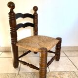 Solid oak low chair