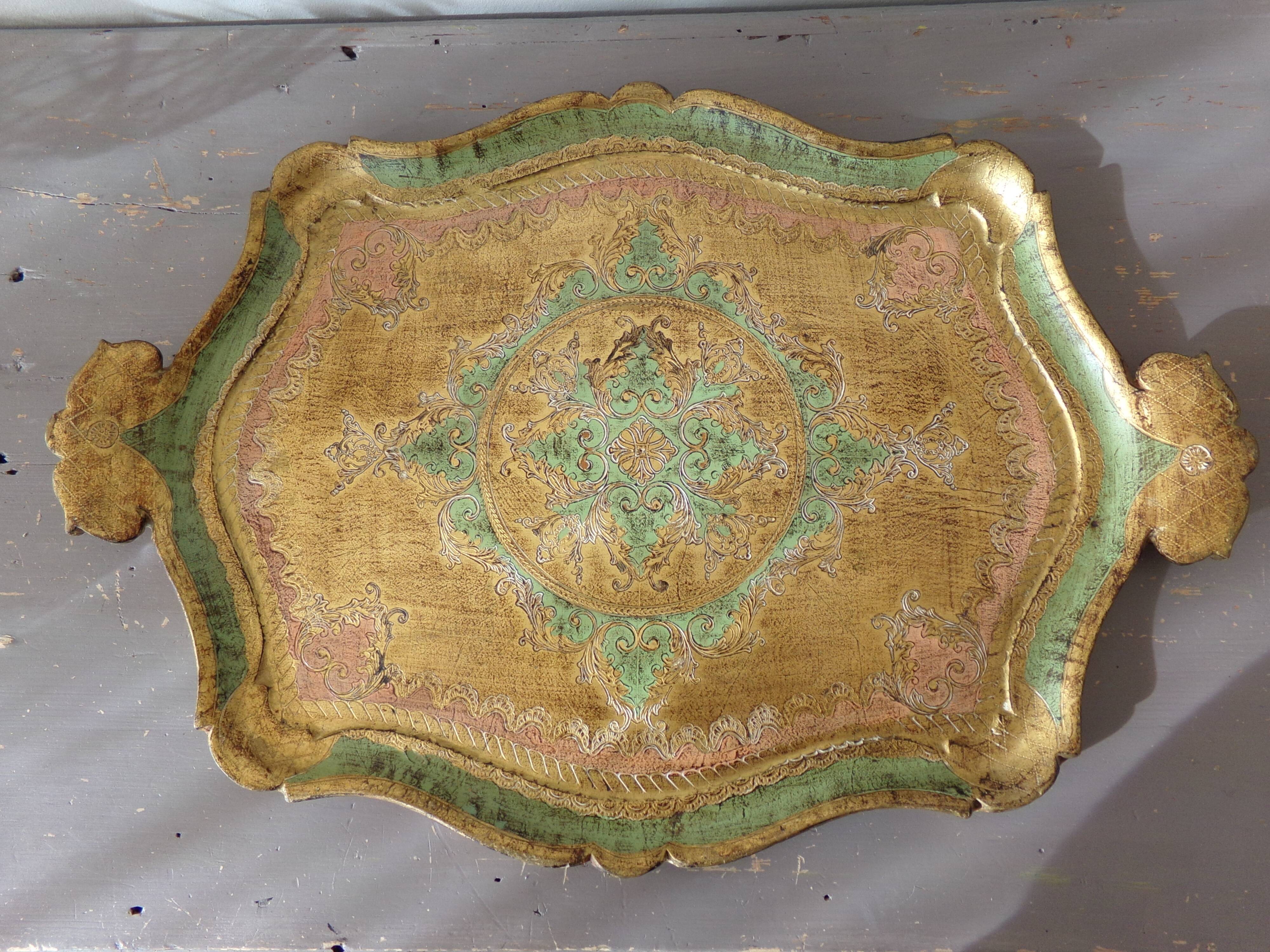 Florentine service tray made of hand-painted wood