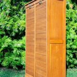 Double curtain file cabinet, 1950s, light oak