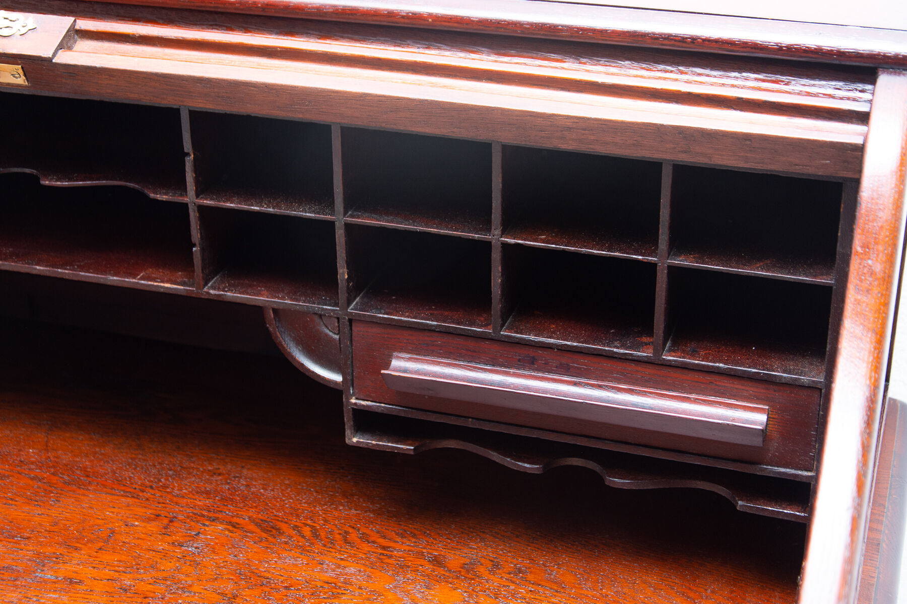 Antique roller blind writing desk 1930s, United Kingdom