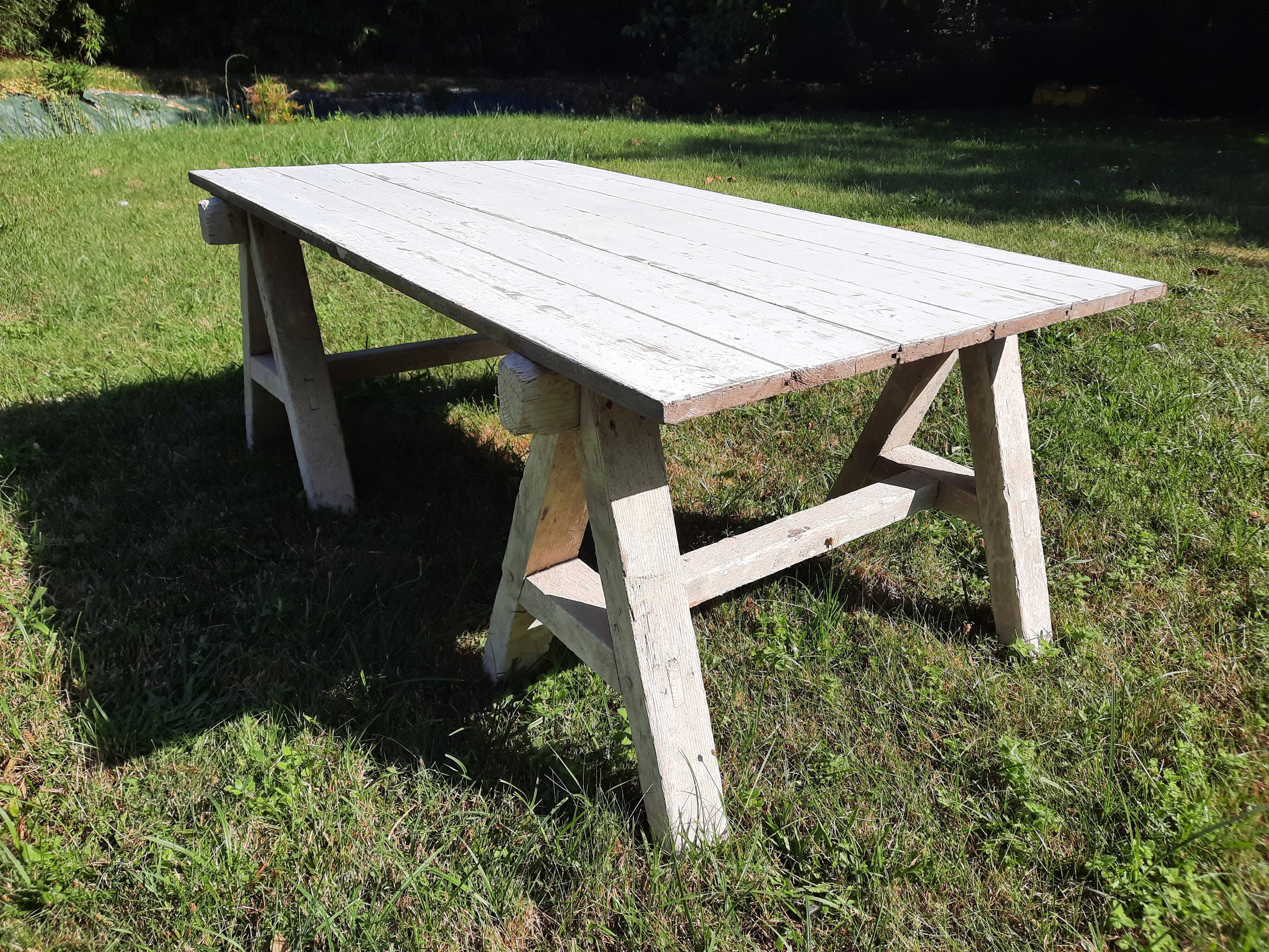 Coffee table on old trestles
