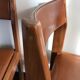 Set of 4 elm chairs and leather, 80s