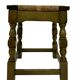 Vintage wooden stool straw seat 70s minimalist design in green